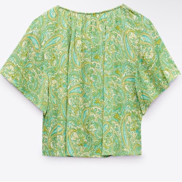 NWT Sold Out ZARA Beaded Printed Blouse - Picture 2 of 3